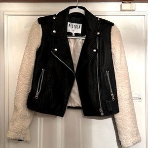 Pistola Faux Leather/ Faux fur sleeve moro jacket
